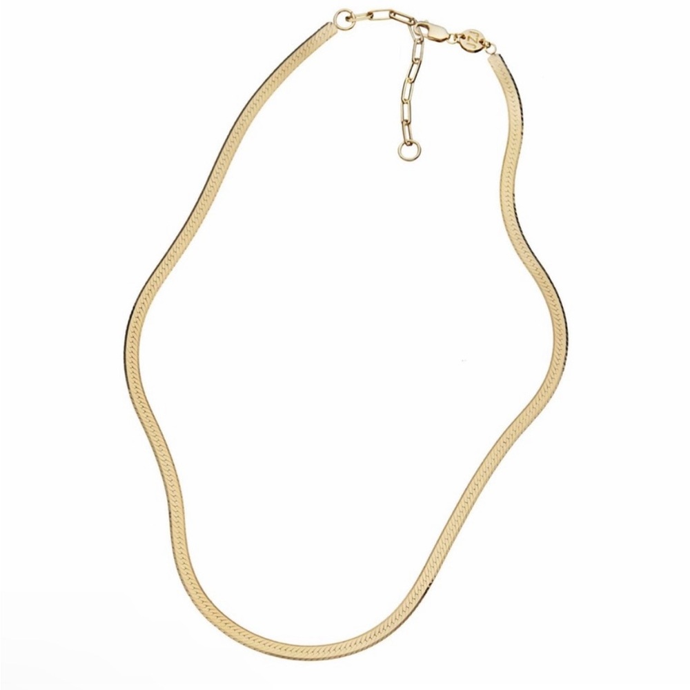 New Jennifer Zeuner Karli Necklace Yellow Gold Plating Herringbone Hamilton